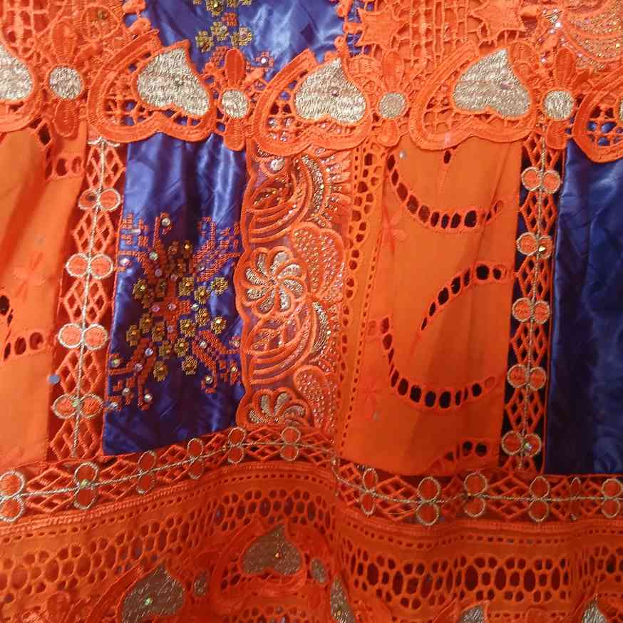 Robe orange bleu brodée femme Geztner élégante cérémonie mariage