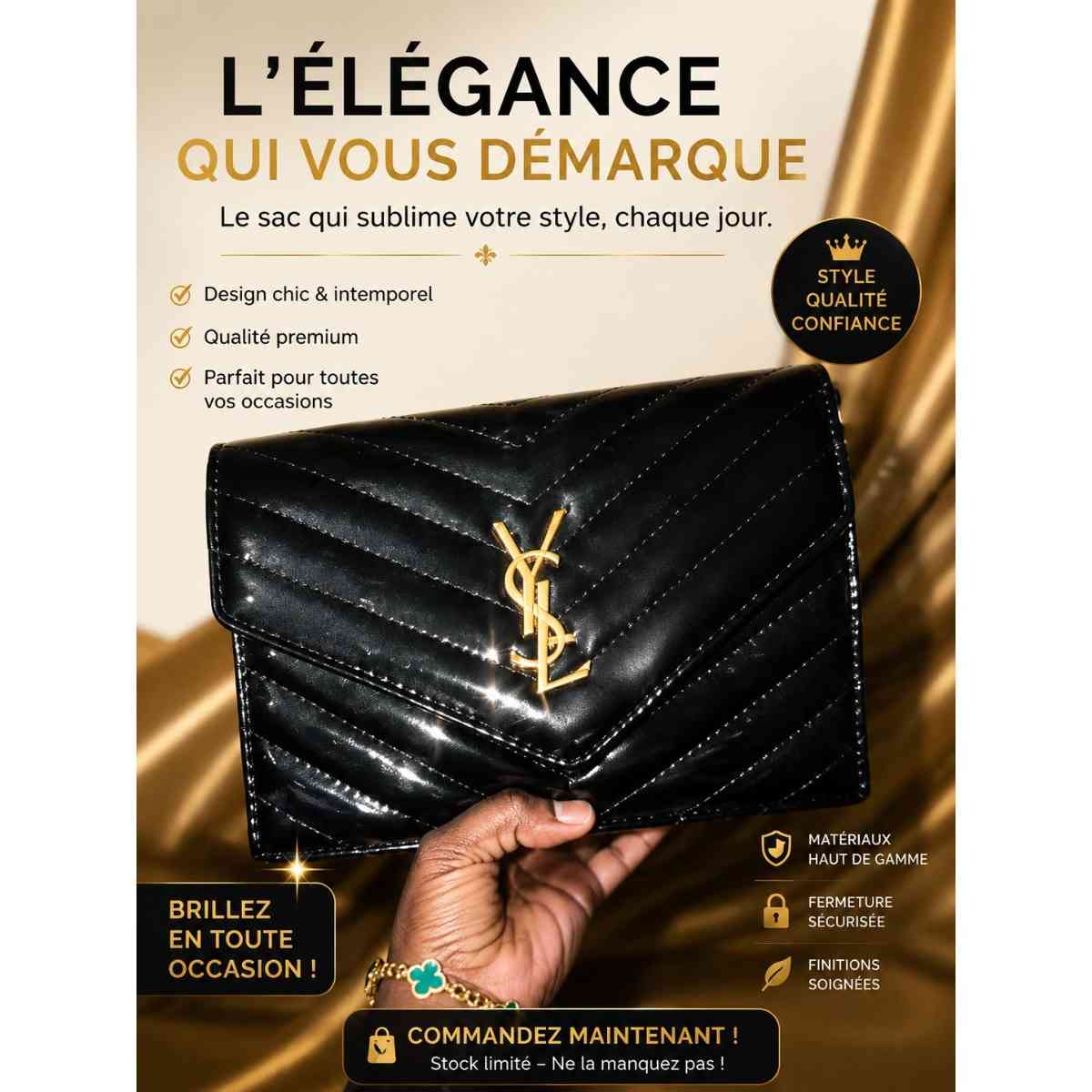 Sac à main élégant femme cuir synthétique, sacoche rouge chic ou noire