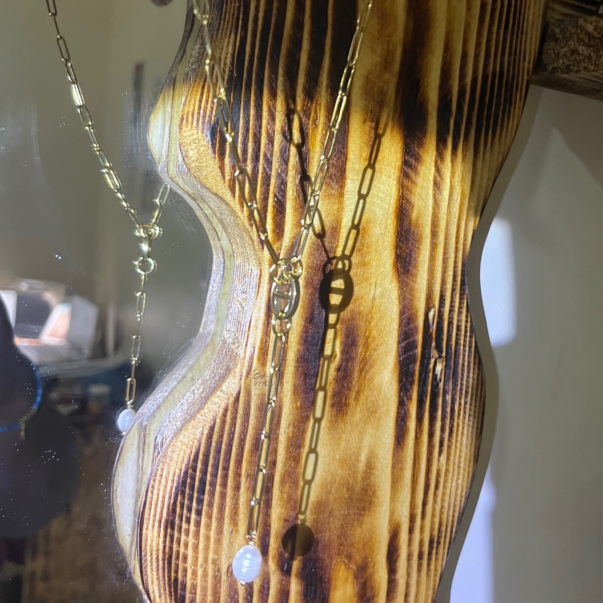 Collier perle de culture femme acier inoxydable doré