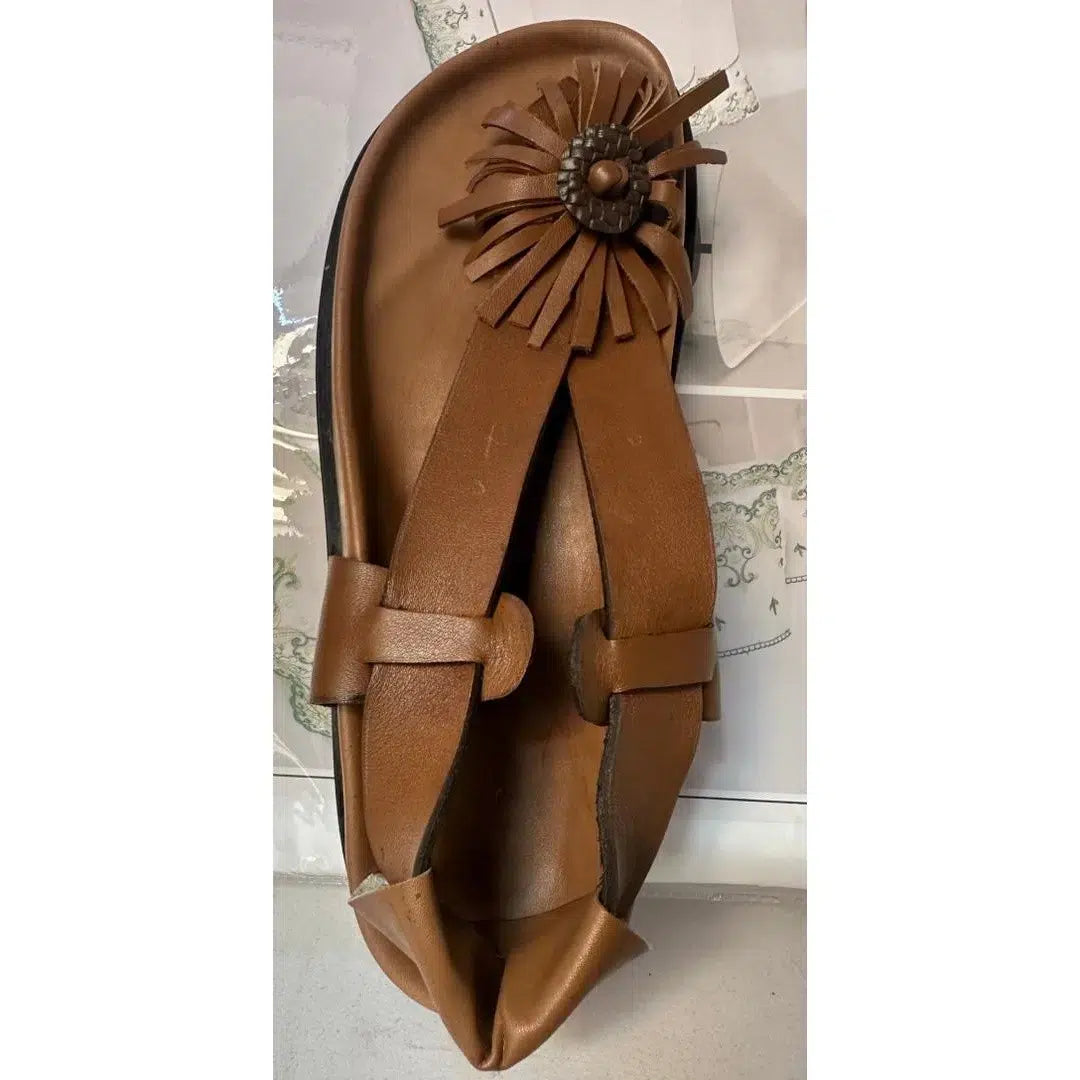 Sandale cuir femme marron artisanale made in Sénégal