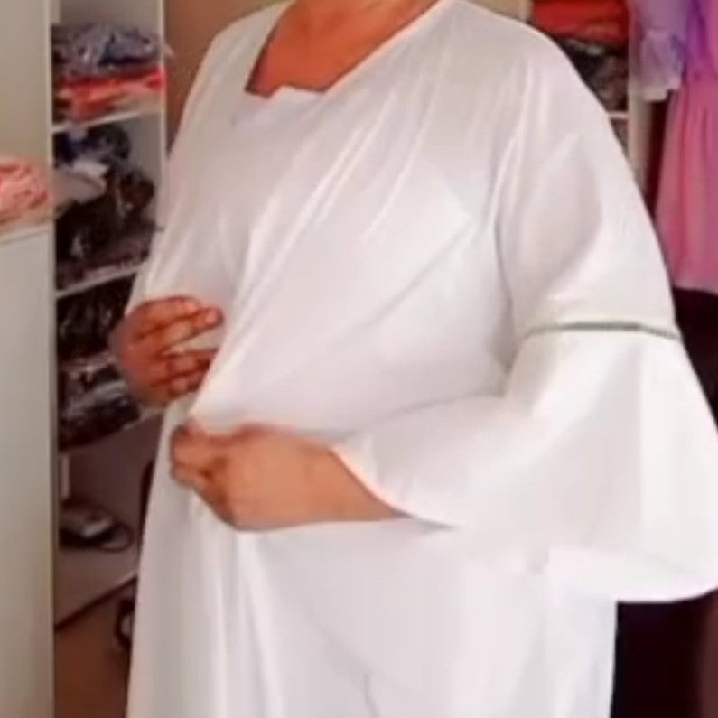 Demi boubou femme blanc vert ample en coton