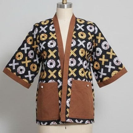 Kimono femme ethnique artisanal en coton lin, style japonais revisité