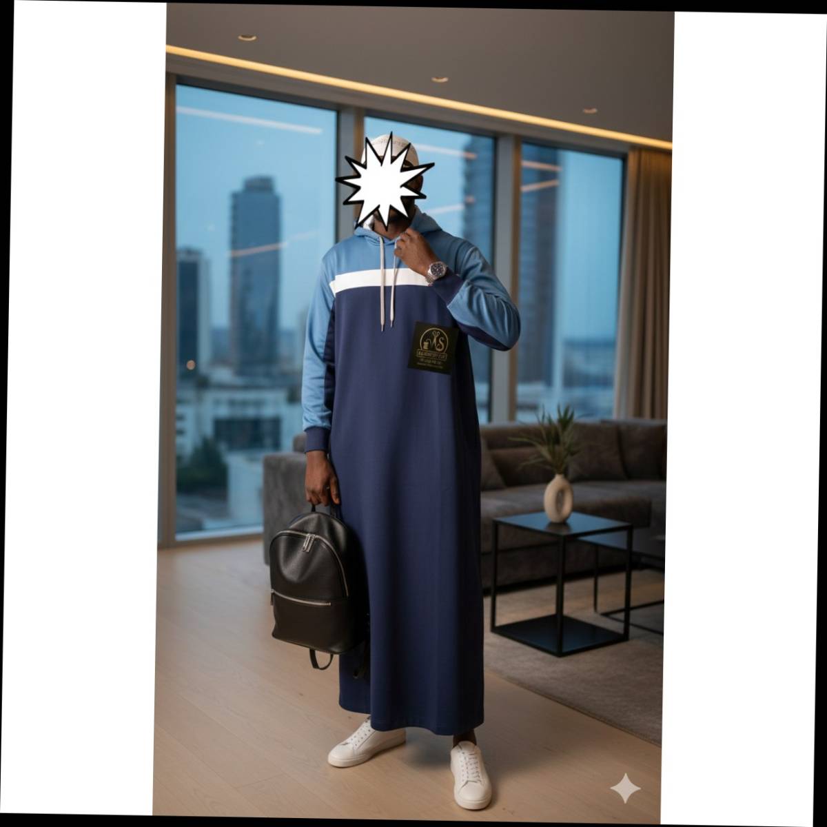 Qamis homme moderne style pull, élégant et confortable, bleu marine ou noir