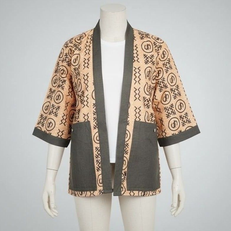 Kimono femme ethnique artisanal en coton lin, style japonais revisité