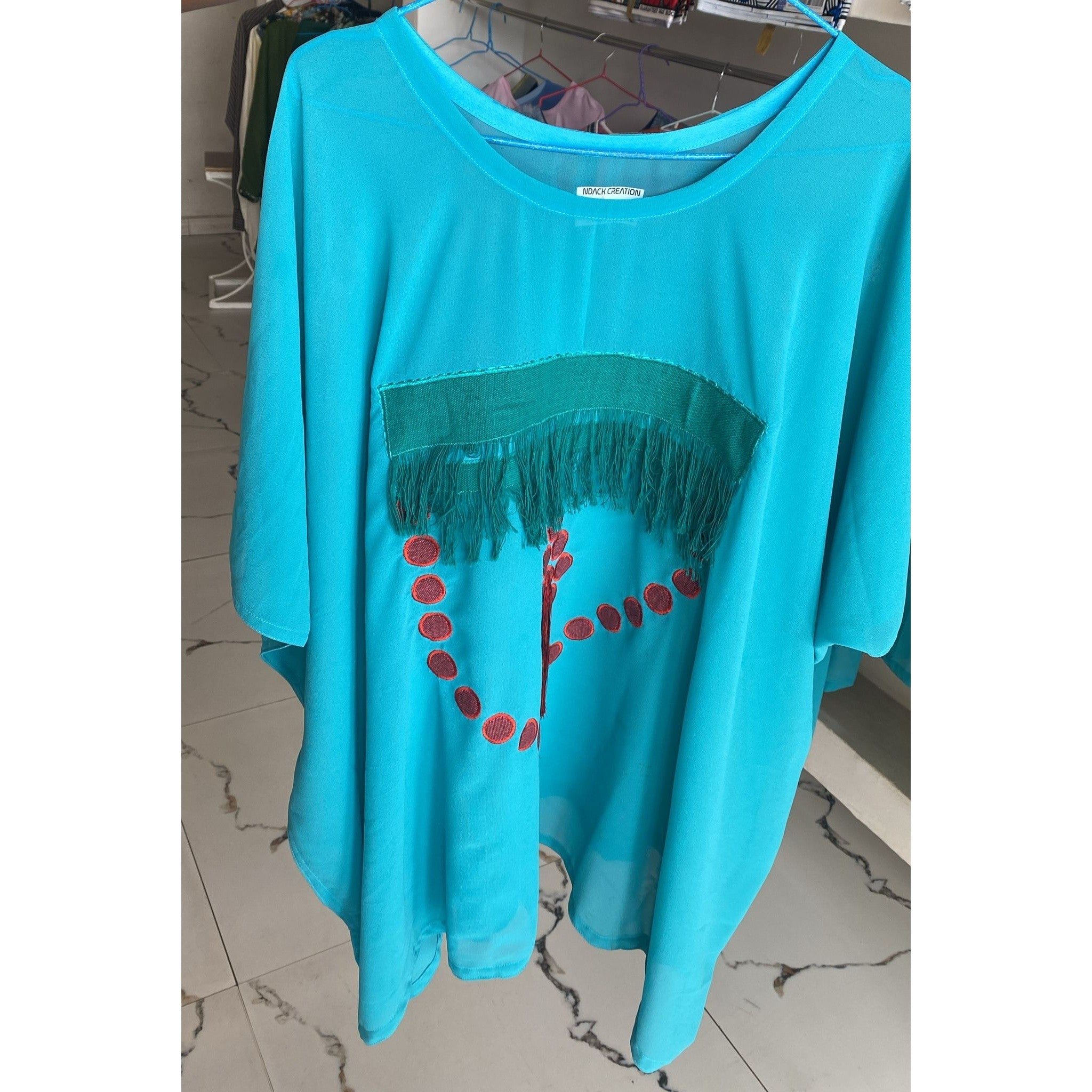 Tunique Bohème Chic Turquoise - Élégance Artisanale