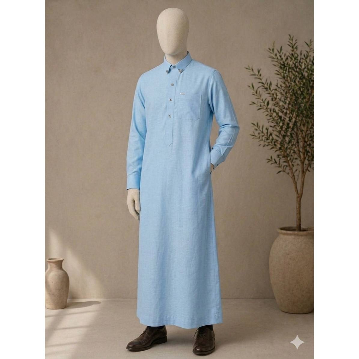 Chemise traditionnelle homme en lin blanc El Hadj élégante et confortable