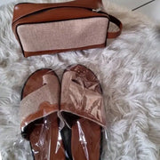 Ensemble sac et chaussures homme marron – Sandales élégantes et pochette