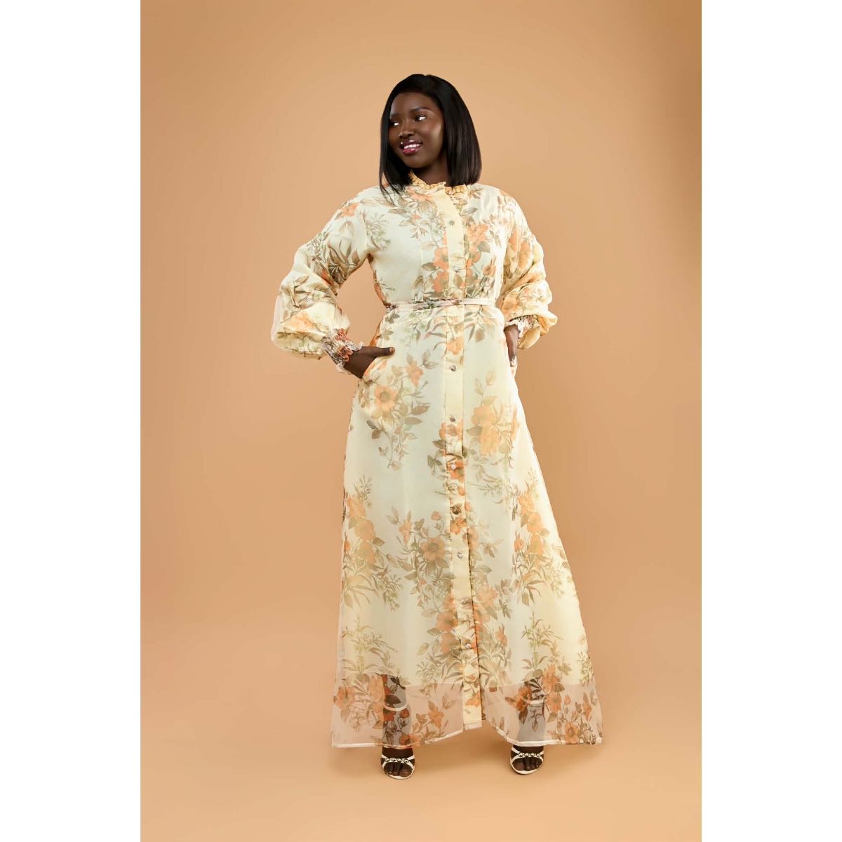 Robe organza , manches bouffantes