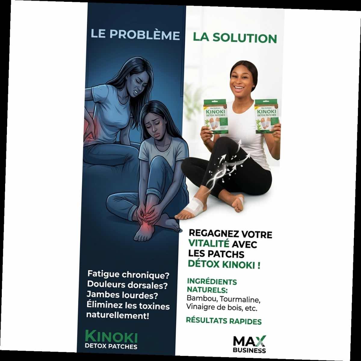 Patch detox pieds Kinoki naturels – Éliminez toxines et retrouvez bien-être