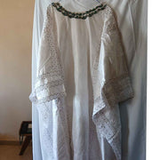 Grand boubou femme blanc et vert