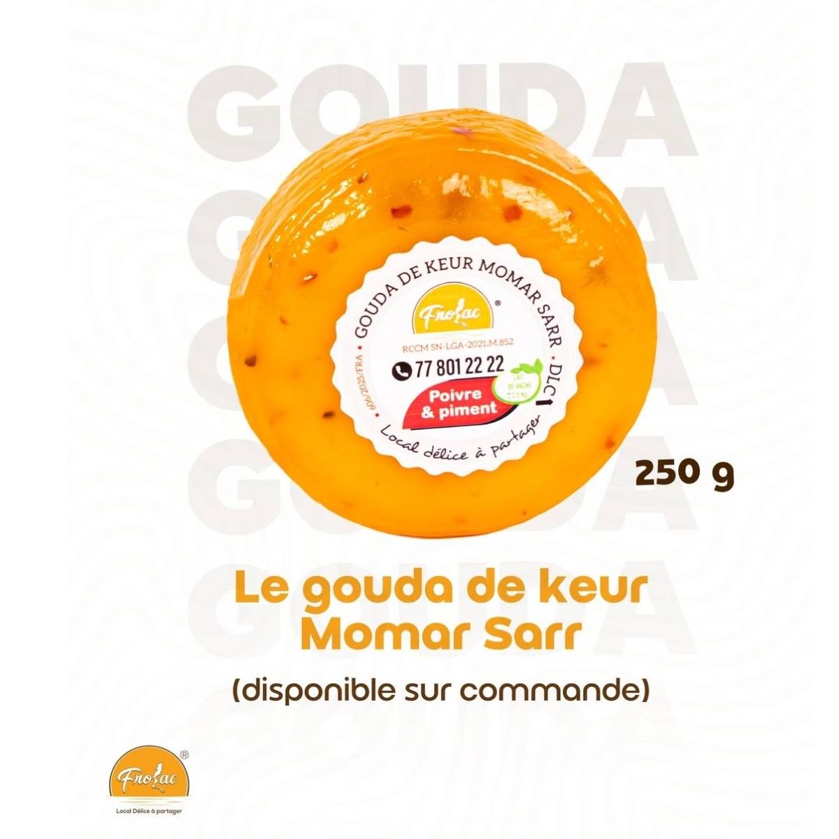 Fromage gouda piment et poivre 250g – Gourmet, artisanal et savoureux