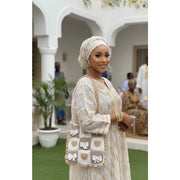 Sac crochet beige et blanc à cœurs