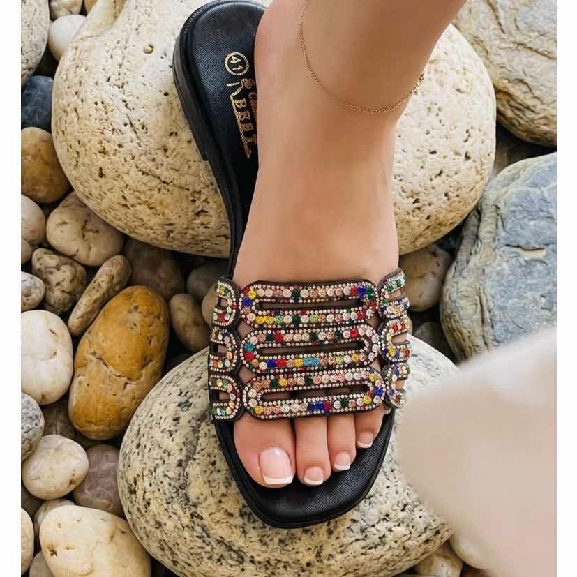 Sandales Femme Rhinestones Élégantes - Confort et Éclat