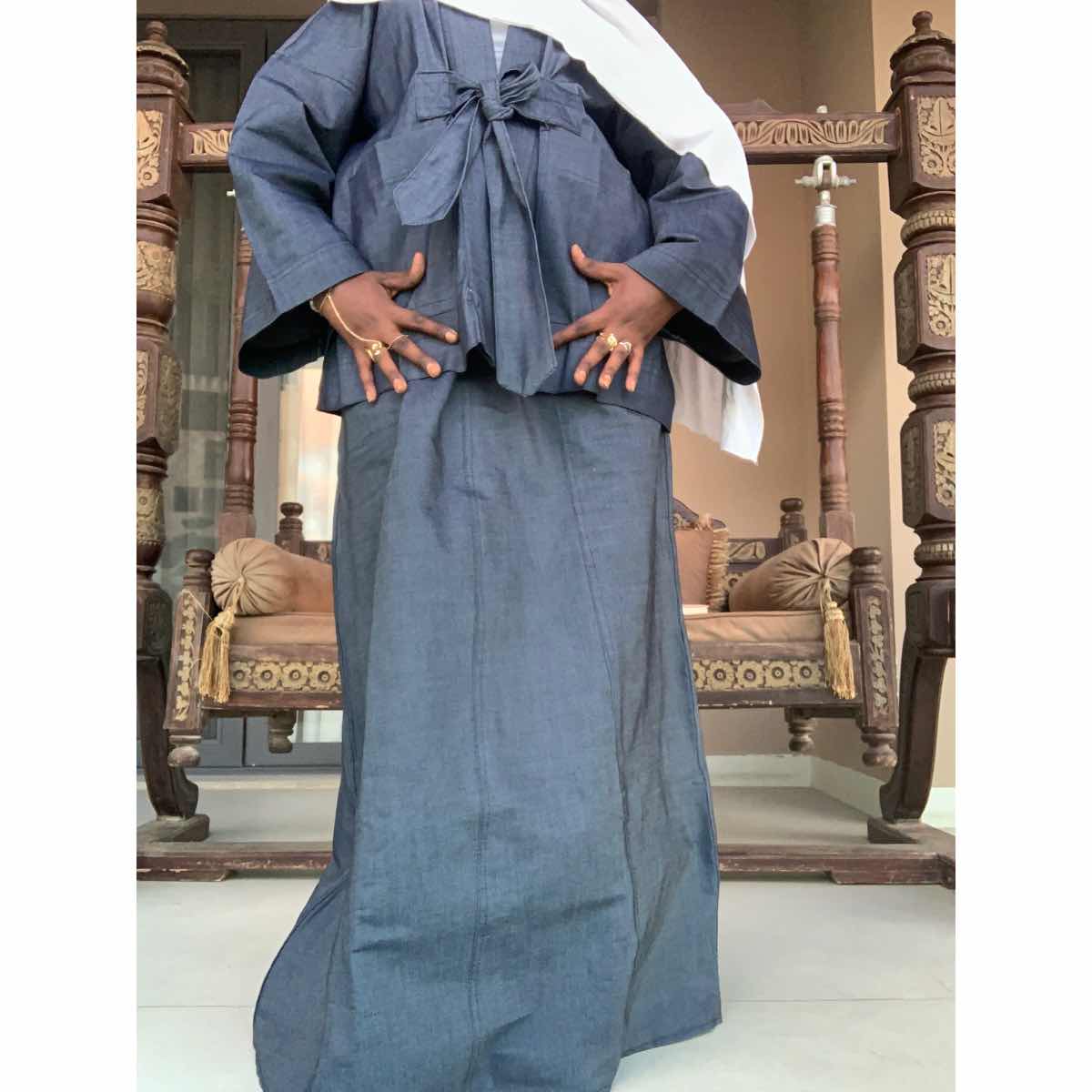 Ensemble jean femme hijab coupe ample