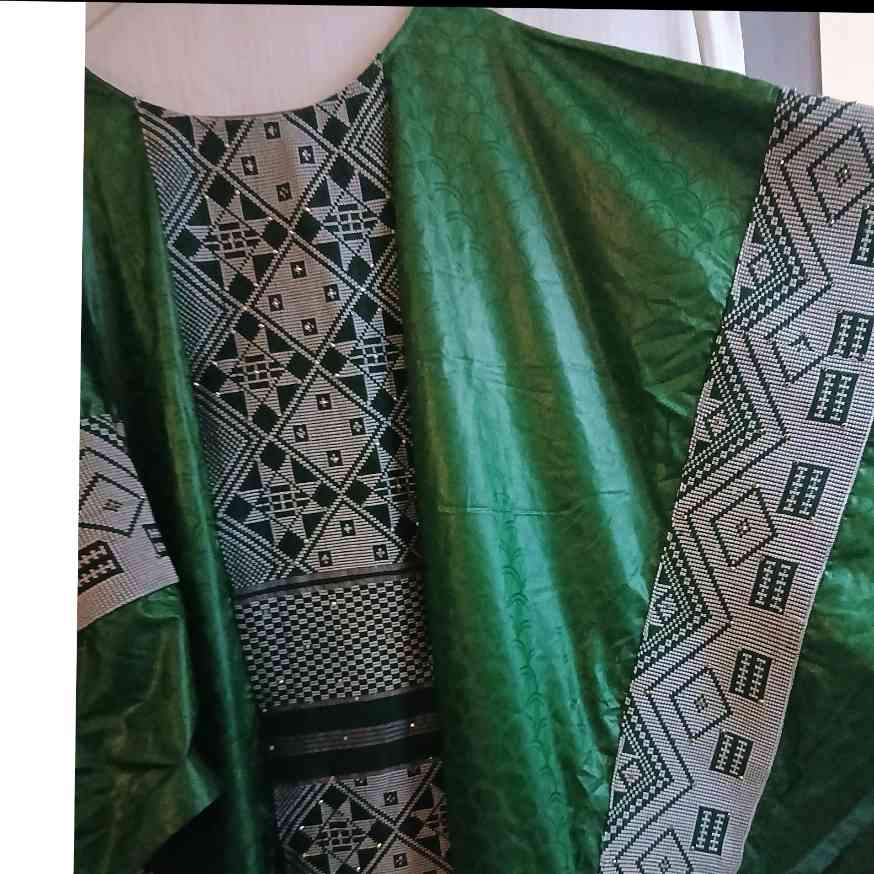 Boubou femme cérémonie vert, robe africaine mariage pagne tissé élégant