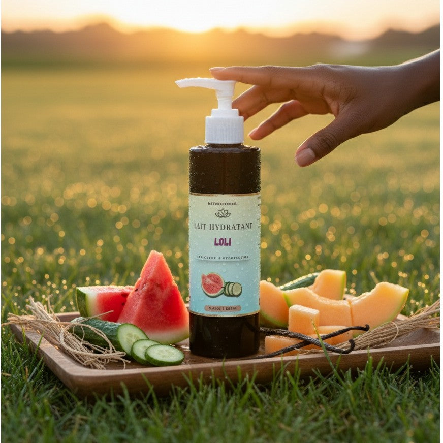 Lait hydratant corps frais Pastèque &amp; Karité – Soin naturel peau sèche 250ml