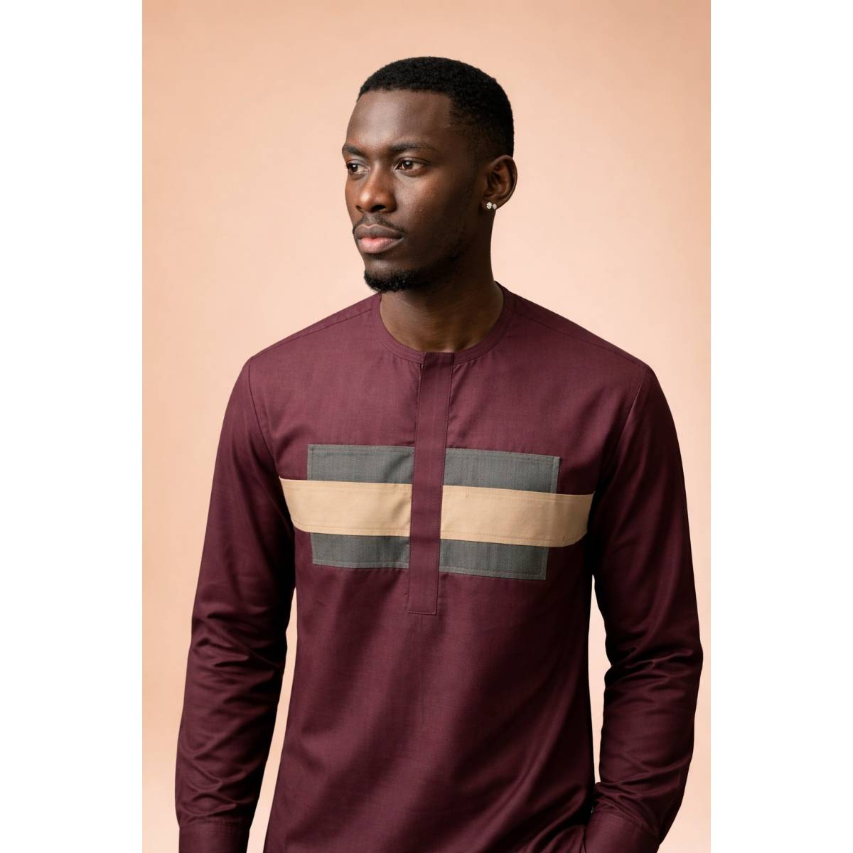 Chemise homme élégante bordeaux coupe ajustée, moderne et confortable