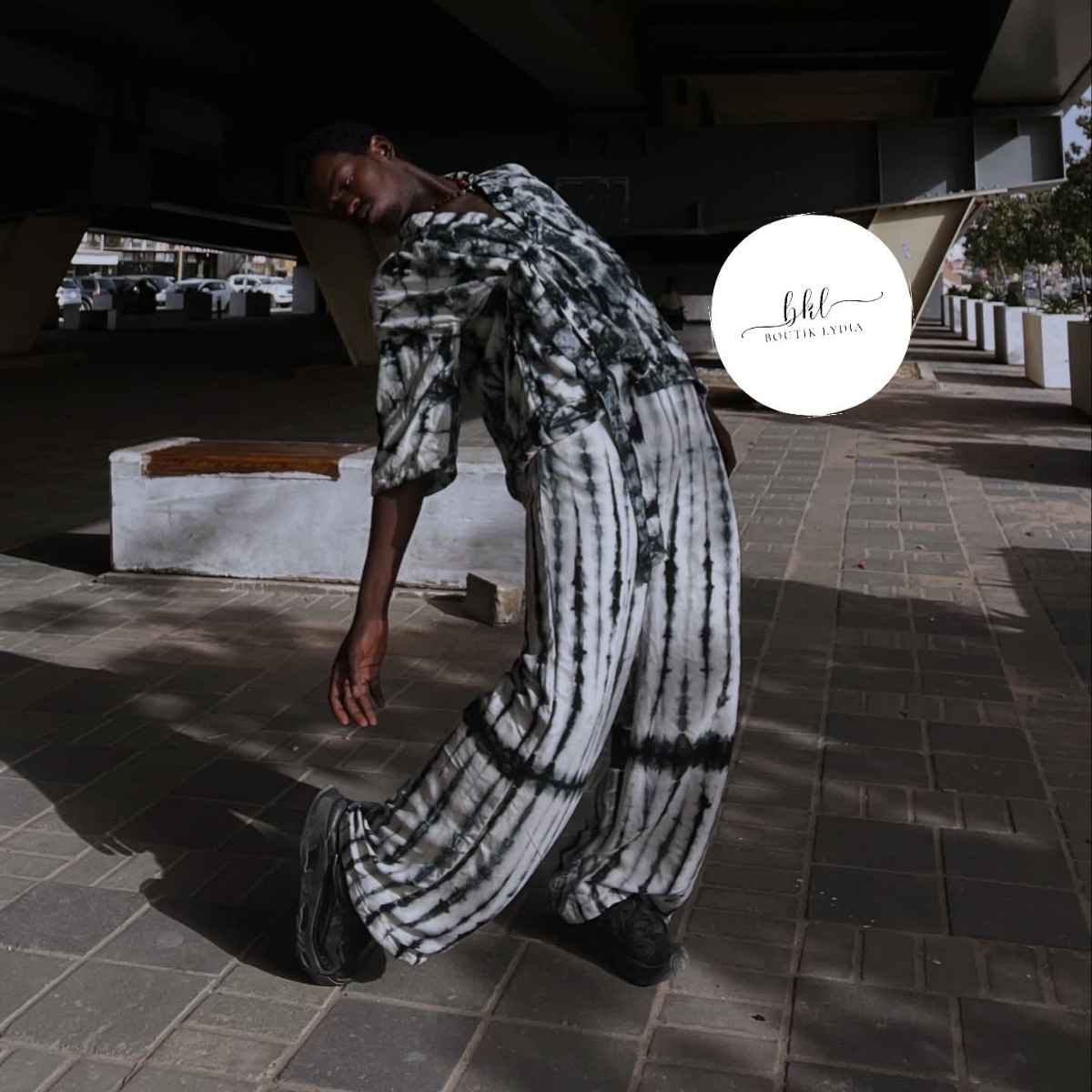 Ensemble tie-dye noir et blanc unisexe, coton confortable, style streetwear