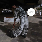 Ensemble tie-dye noir et blanc unisexe, coton confortable, style streetwear