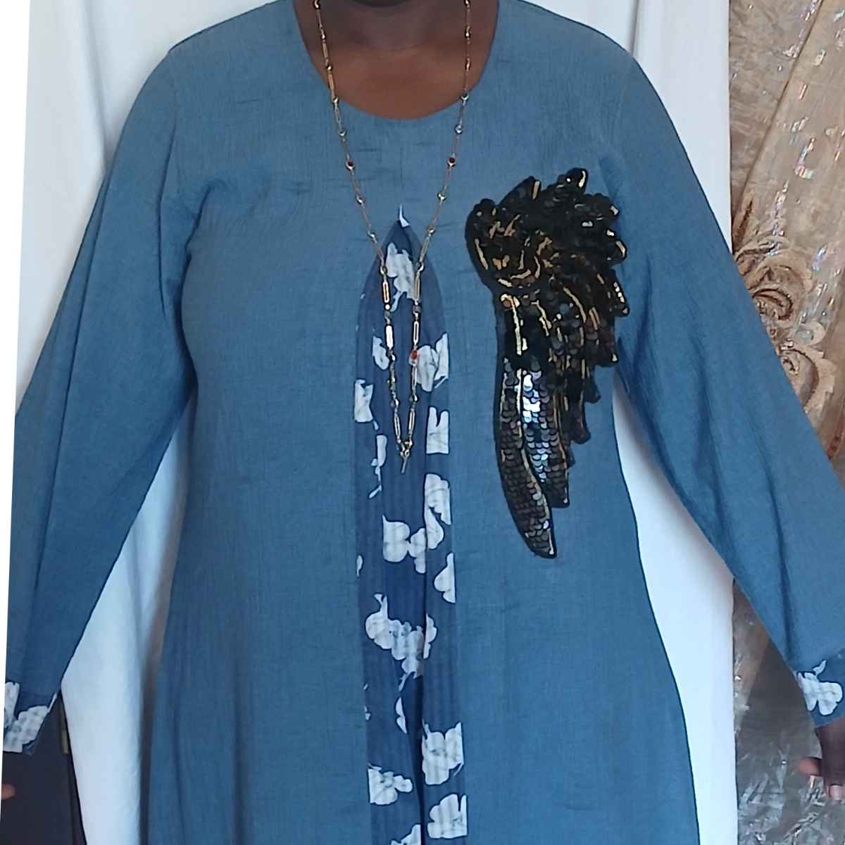 Robe femme avec paillettes élégante – longue bohème chic, soirée ou bureau