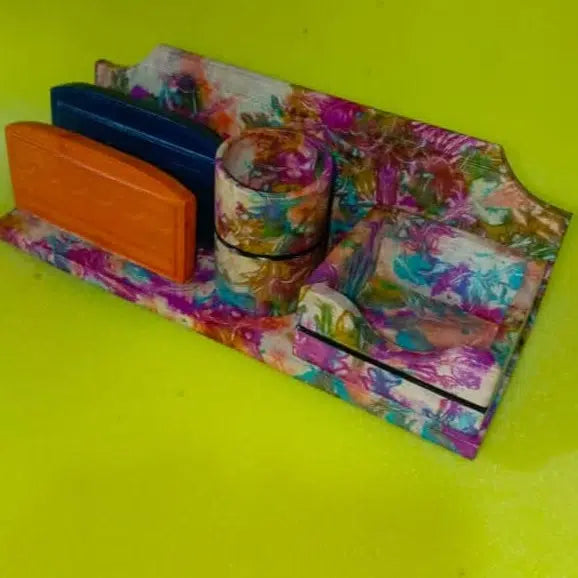 Parure de bureau en cuir artisanal multicolore