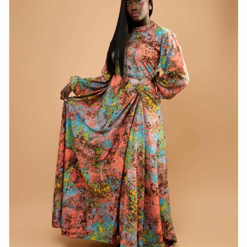 Robe d’été femme coton longue fleurie, élégante et confortable multicolore
