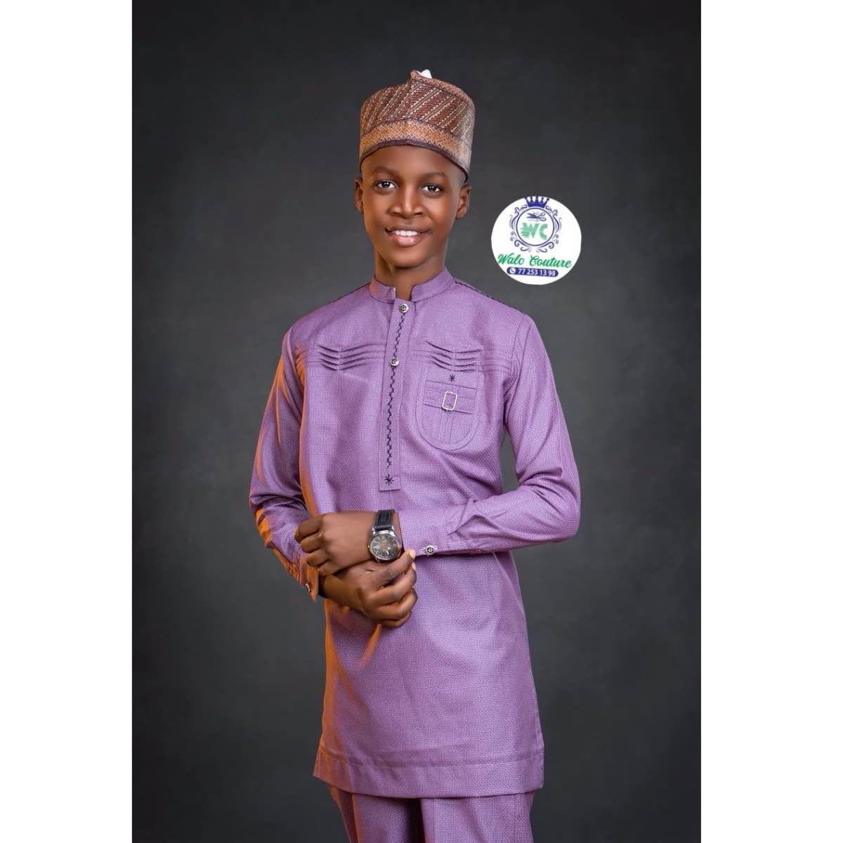 Ensemble costume africain garçon brodé, cérémonie et mariage élégant