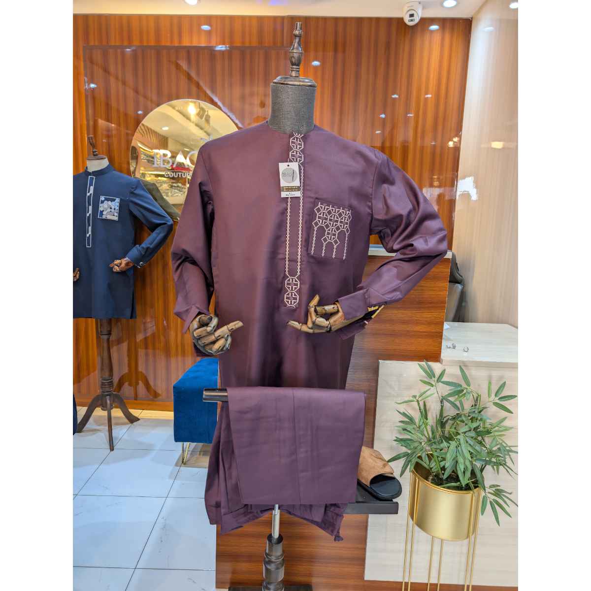 Costume africain homme élégant brodé, tenue traditionnelle cérémonie XL XXL