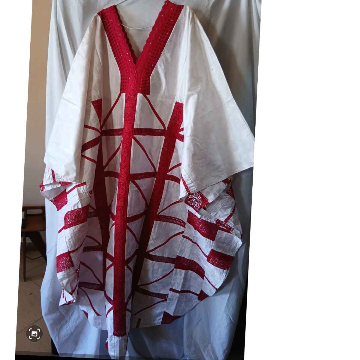 Boubou femme blanc rouge