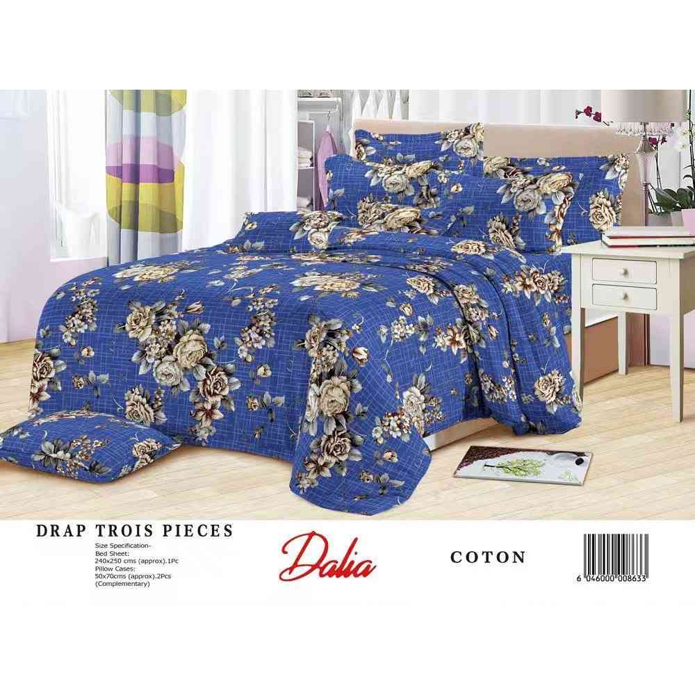 Drap 3 places coton 240x250 et 2 taies – Linge de lit moderne confortable