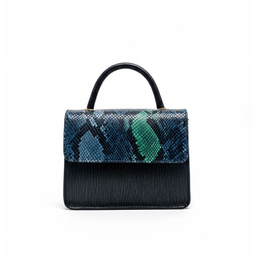 Sac à main femme cuir Serpent noir et vert