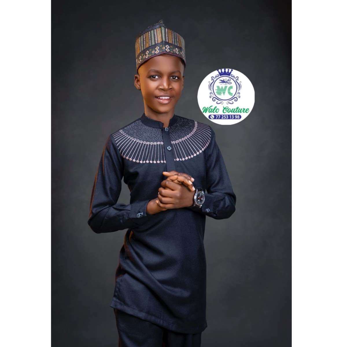 Ensemble costume africain garçon brodé, cérémonie et mariage élégant