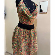 Ensemble jupe et haut crocheté multicolore – tenue bohème chic femme