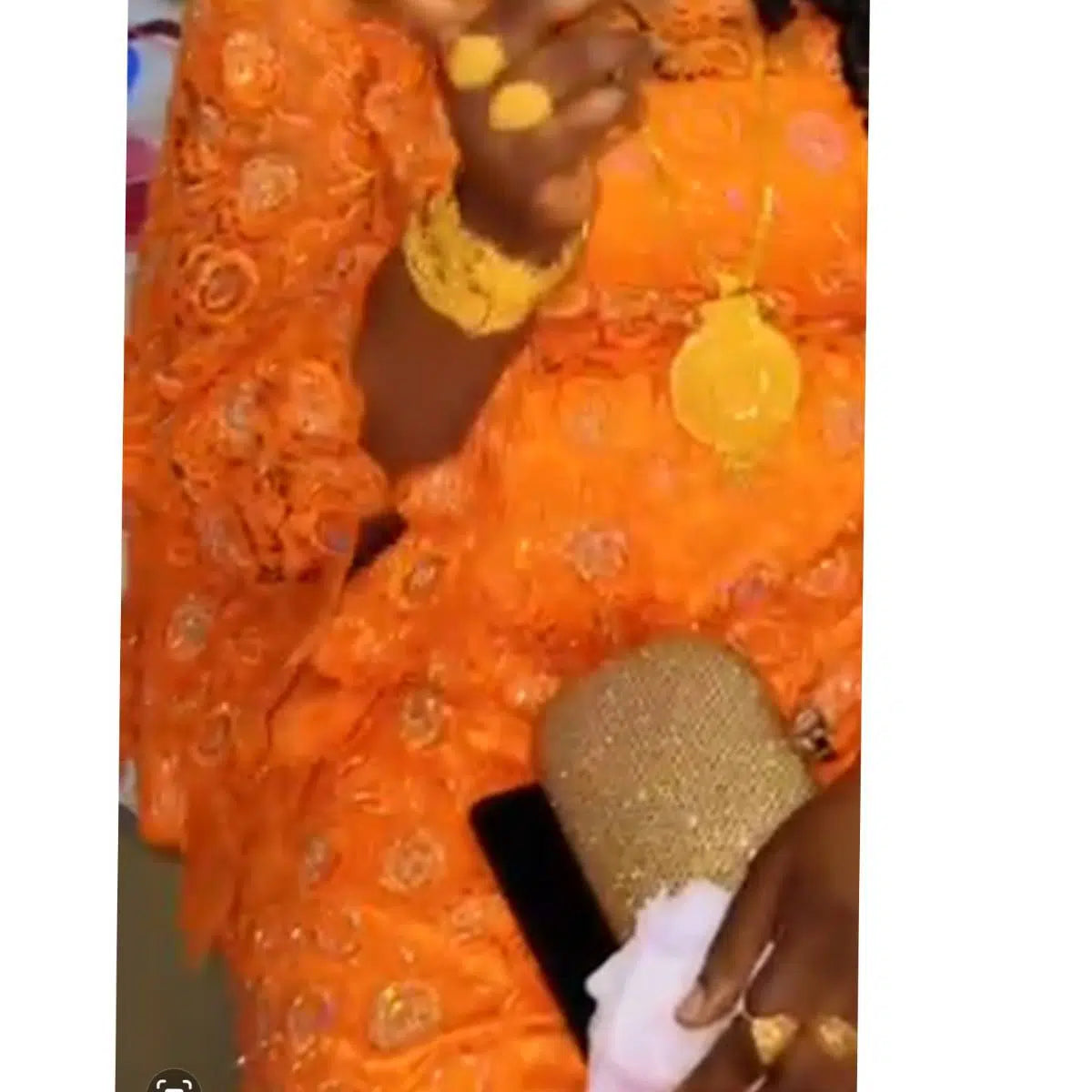 Robe Cérémonie mariage bapteme Orange Brocart Éclatant - Élégance Ample
