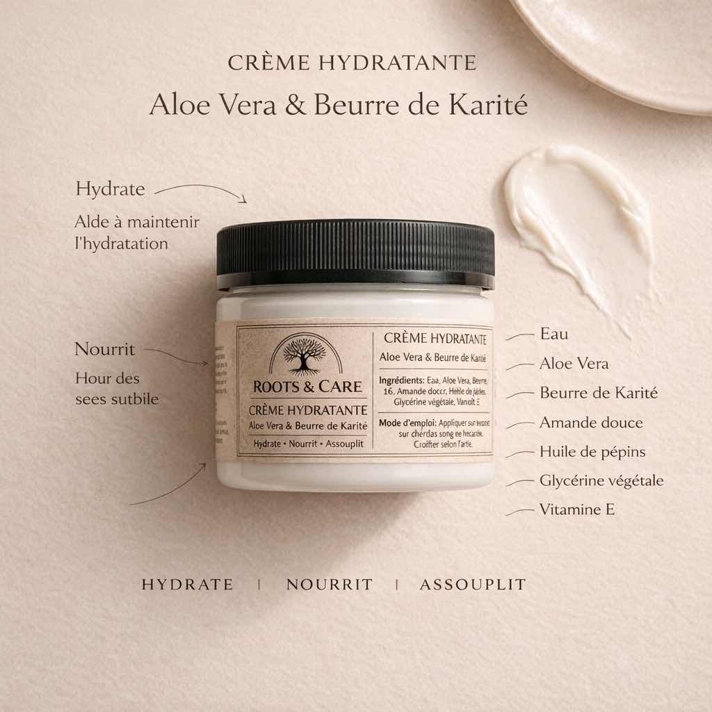 Crème hydratante naturelle visage et cheveux aloe vera et karité 200ml