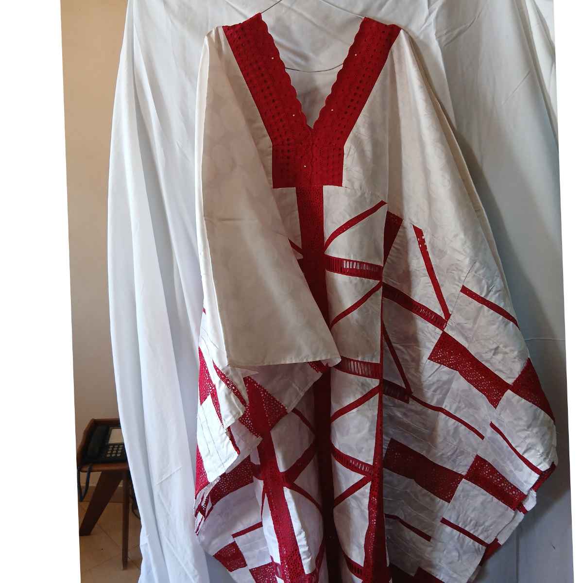 Boubou femme blanc rouge