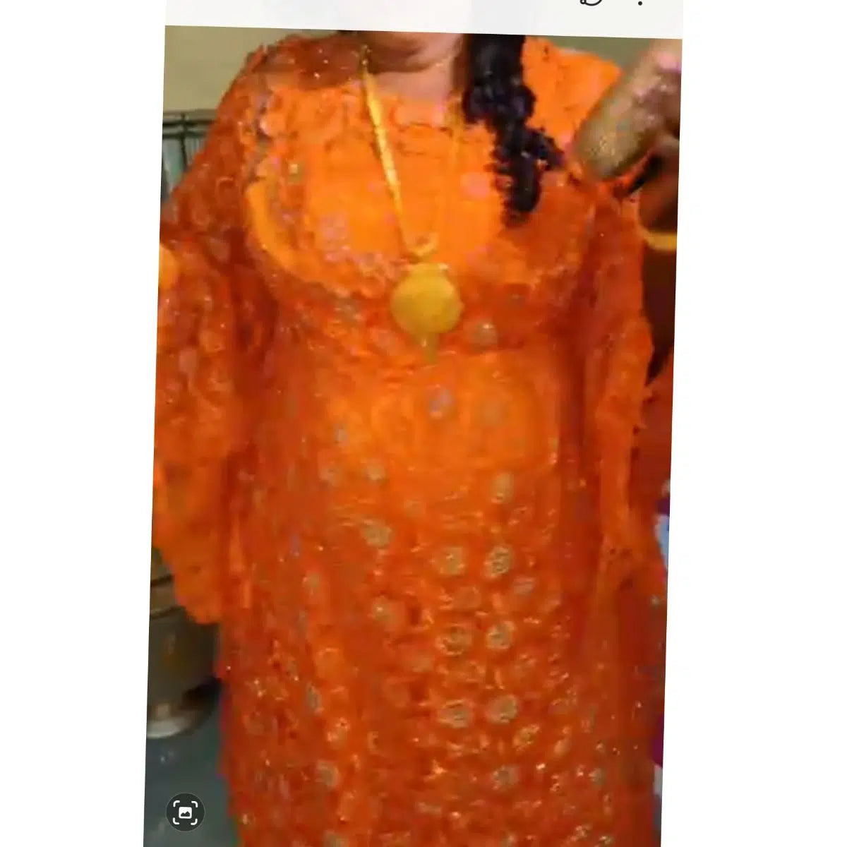 Robe Cérémonie mariage bapteme Orange Brocart Éclatant - Élégance Ample