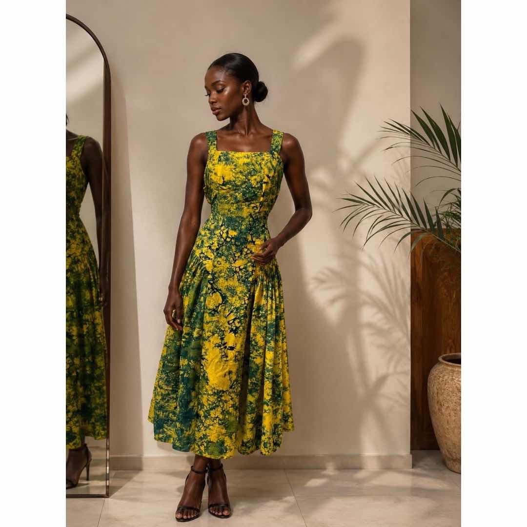 Robe été femme jaune fluide et légère