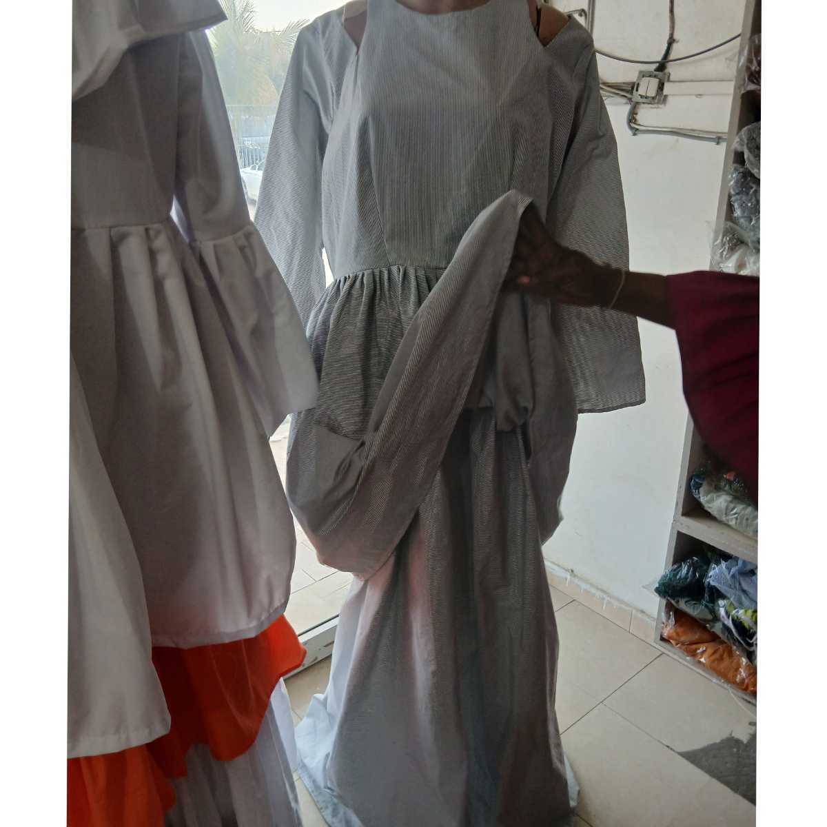 Robe Maxi Femme Gris en Coton - Élégance Effortless