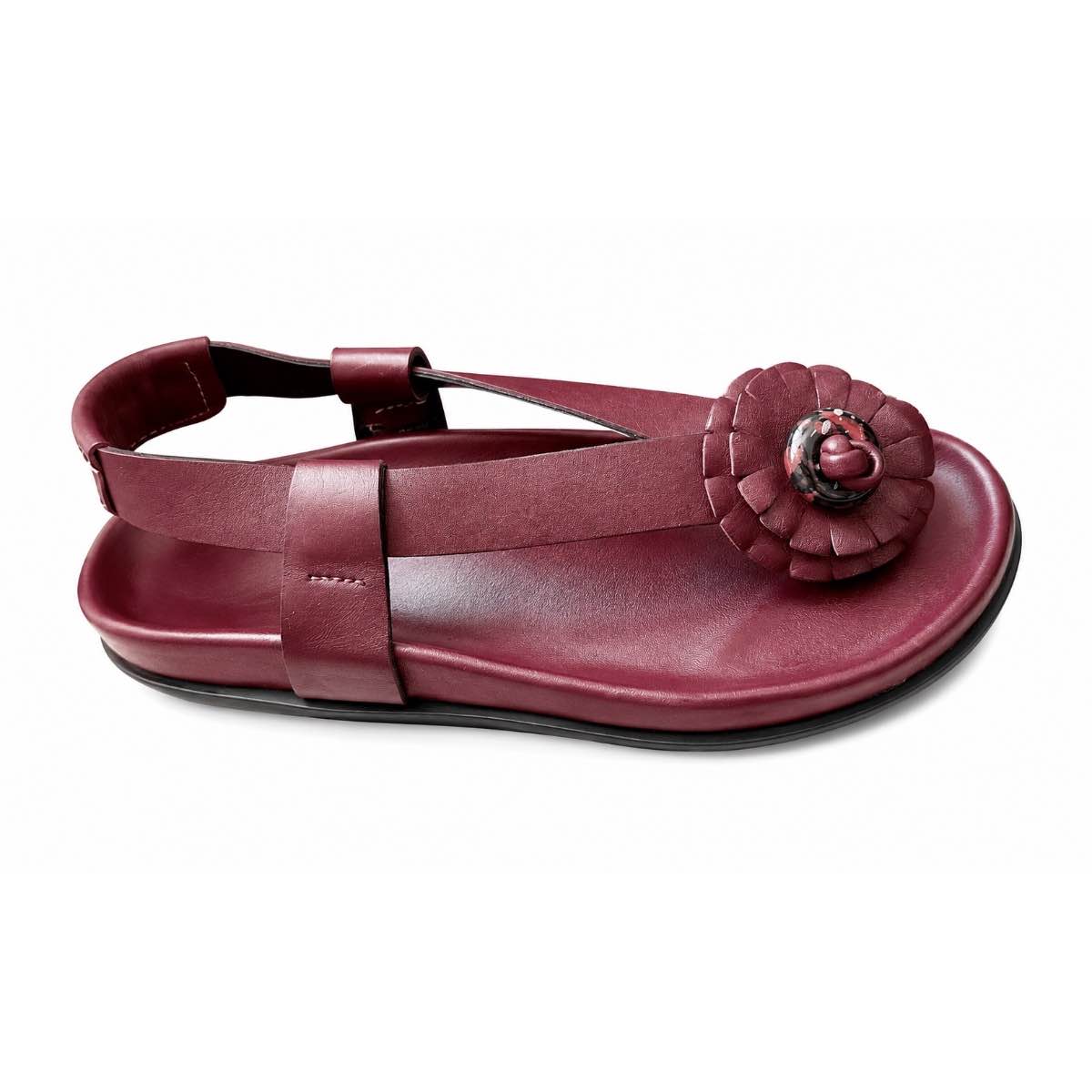 Chaussures à talon femme Padame cuir bordeaux, élégantes et confort été