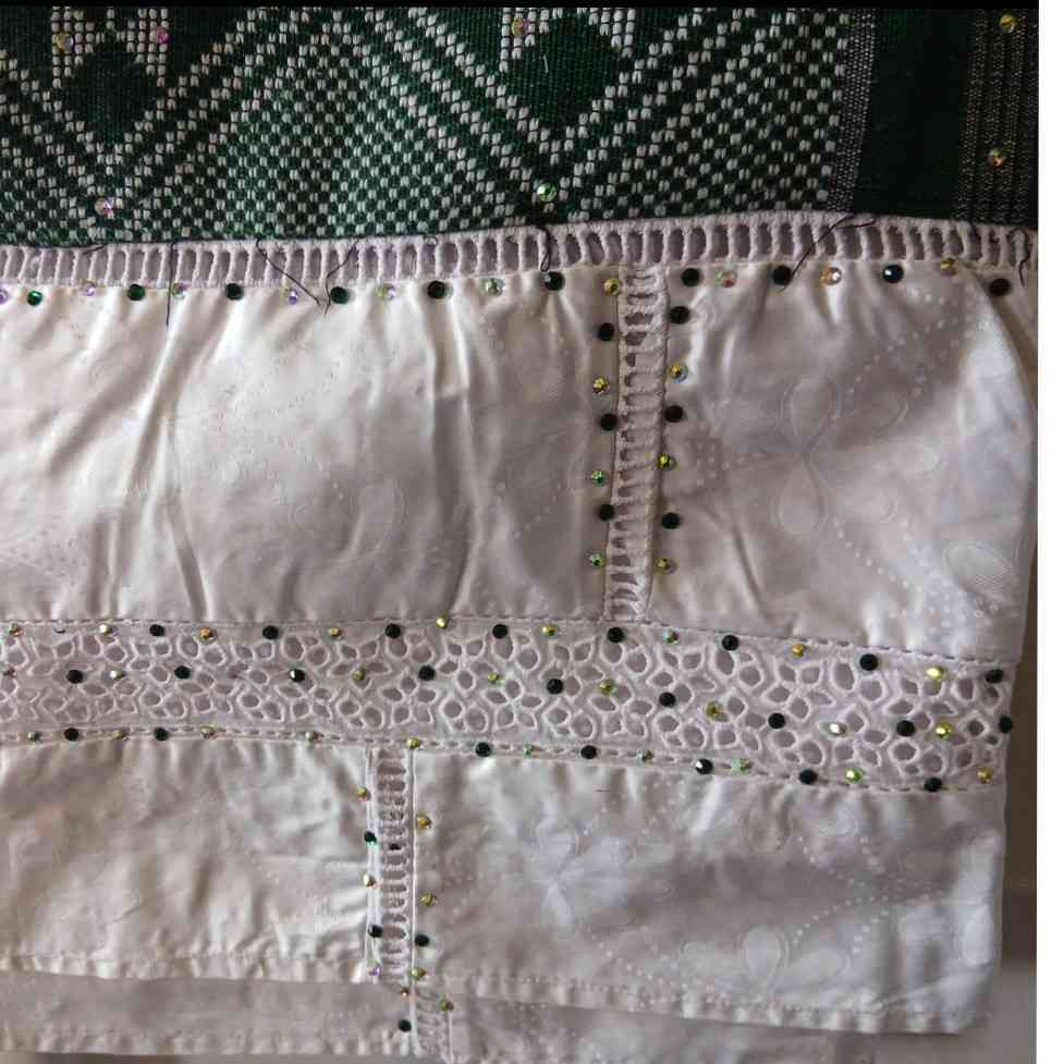 Grand boubou femme blanc et vert