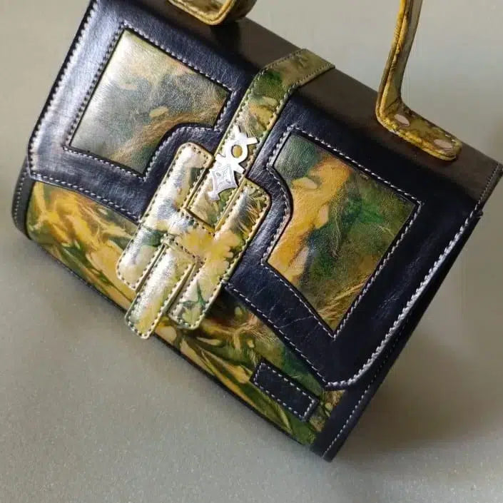 SAC A MAIN DAME EN CUIR TANNÉ AVEC DOUBLE LANIÈRE