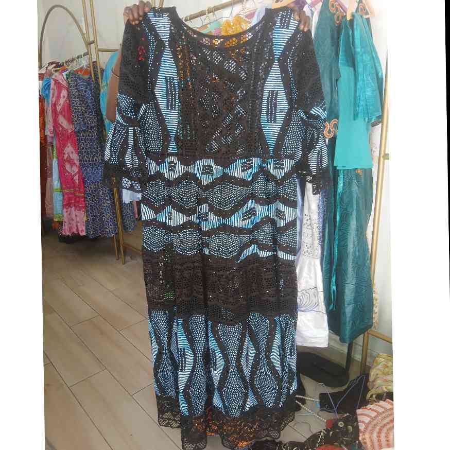 Robe femme en wax et brode