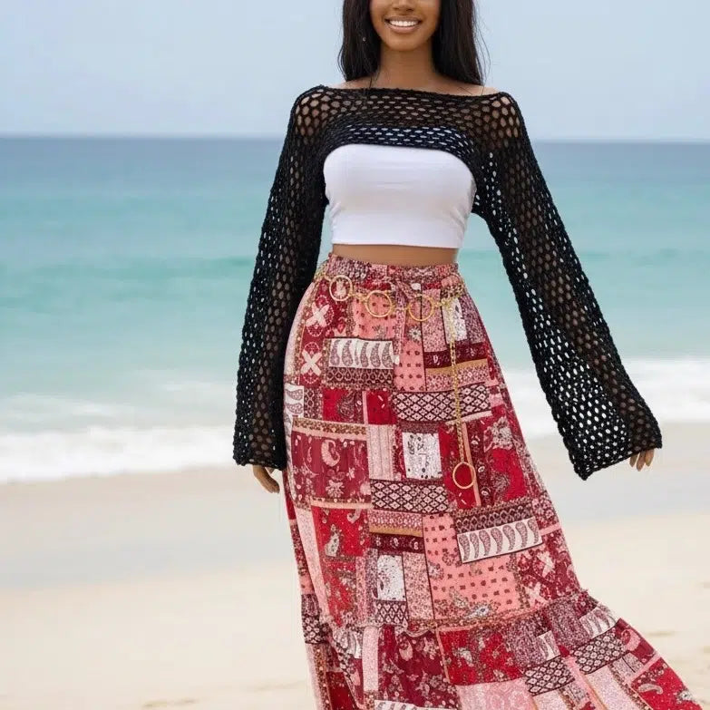 ensemble été femme crop top et jupe longue