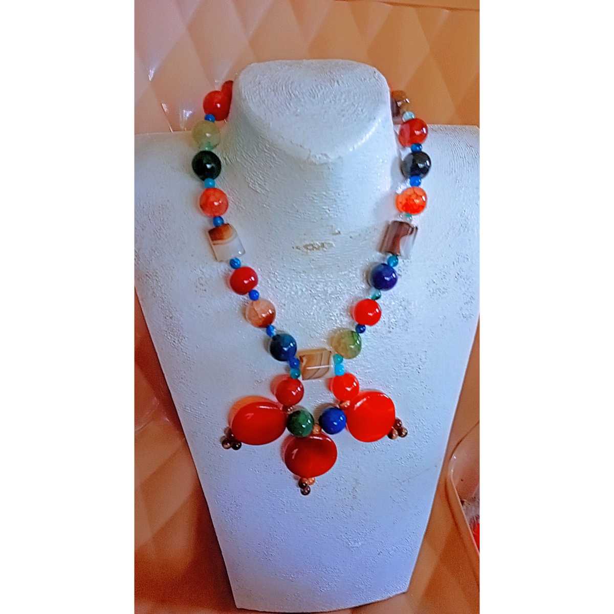 Collier bohème chic multicolore femme, perles naturelles, style ethnique