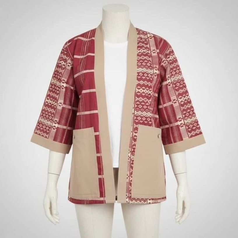 Kimono femme ethnique artisanal en coton lin, style japonais revisité