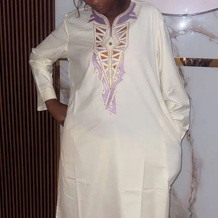 robe longue coton élégante blanche crème avec poches pratiques