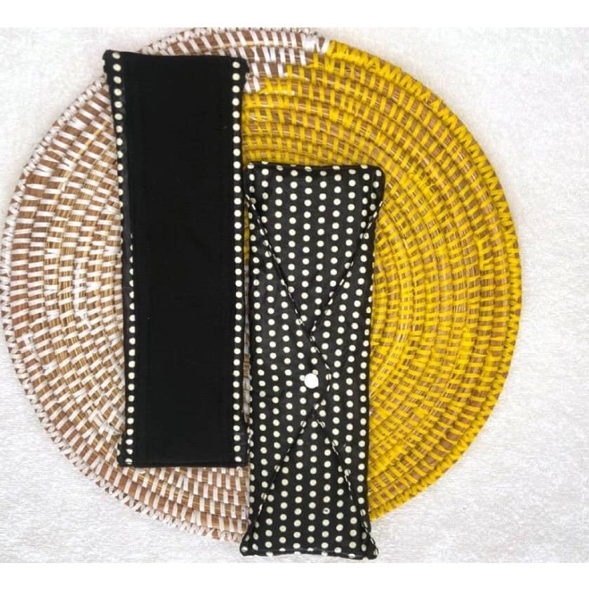 Serviette hygiénique lavable noire à pois – Protection intime écologique femme