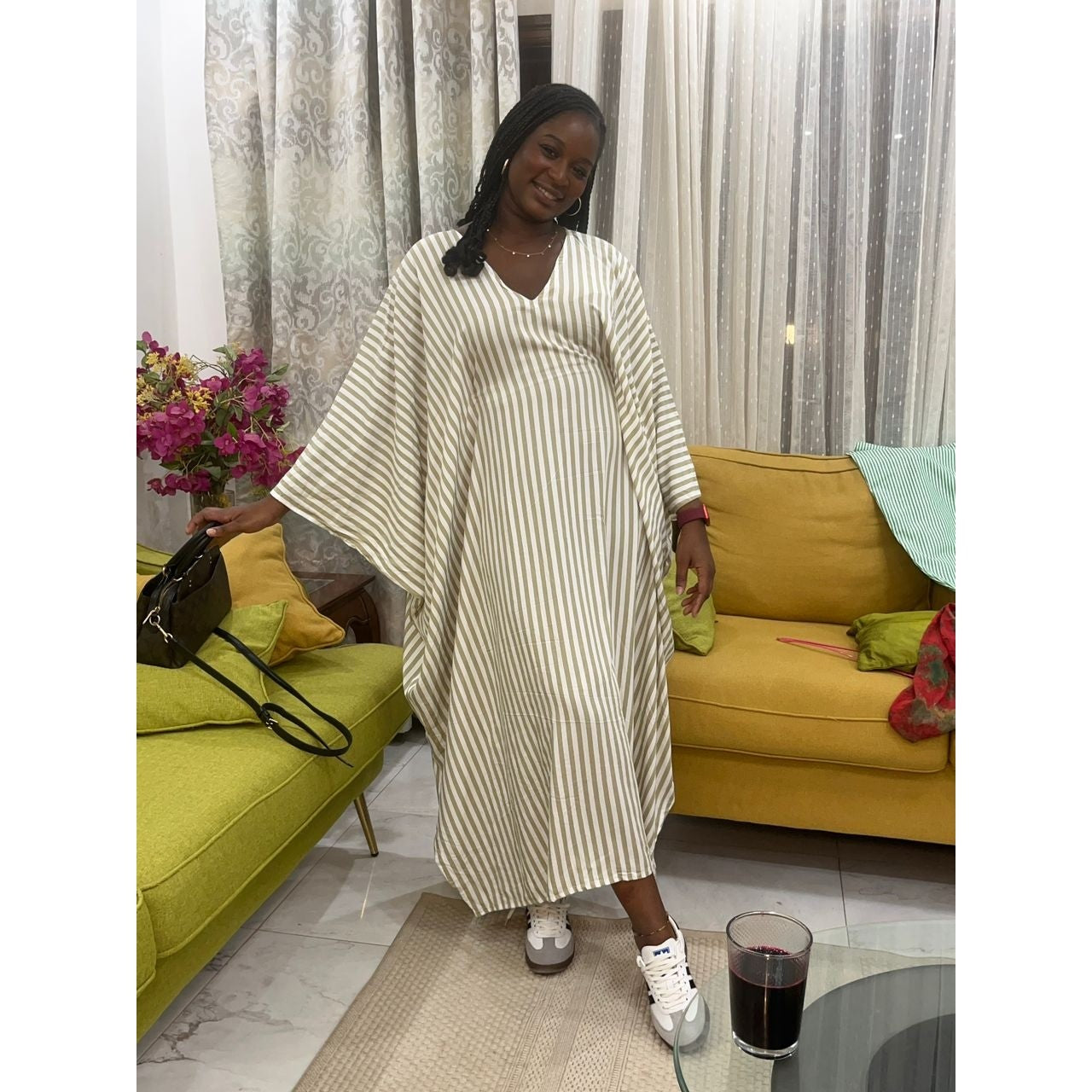 Robe d’été femme beige longue bohème ample coton, confortable et chic