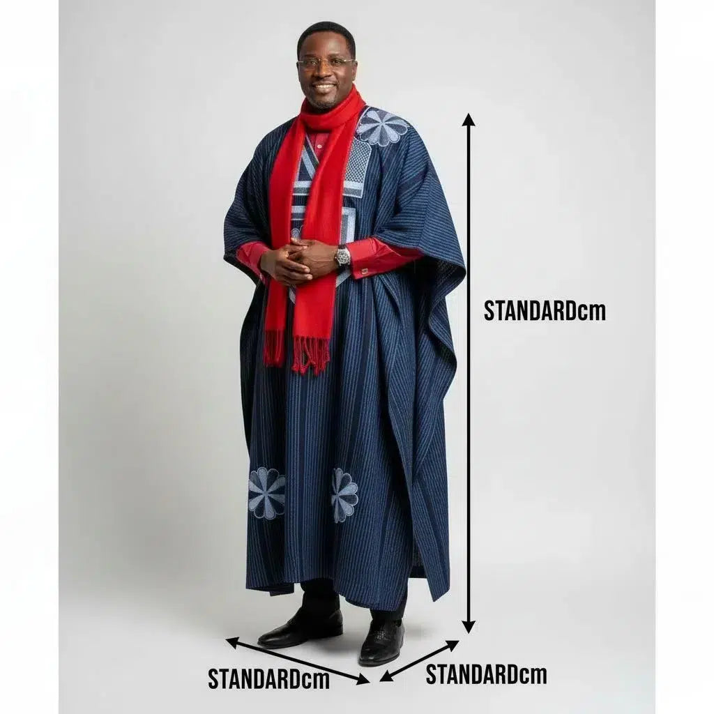 COLLECTION HYVER/Boubou africain homme bleu marine brodé – Ensemble chemise et pantalon chic